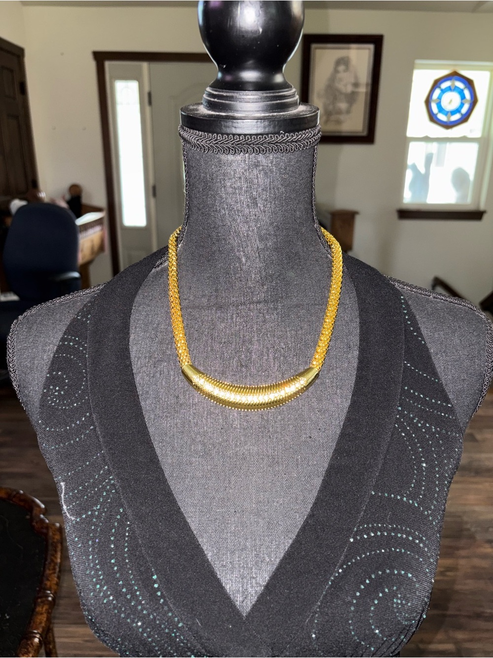 Gold-Tone Curved Tube Chain Necklace - Women Jewelry9 3/4 Inches